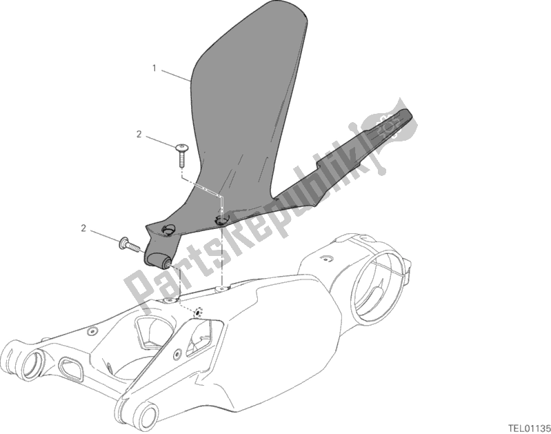 All parts for the Rear Mudguard of the Ducati Superbike Panigale V4 S Corse 1100 2019